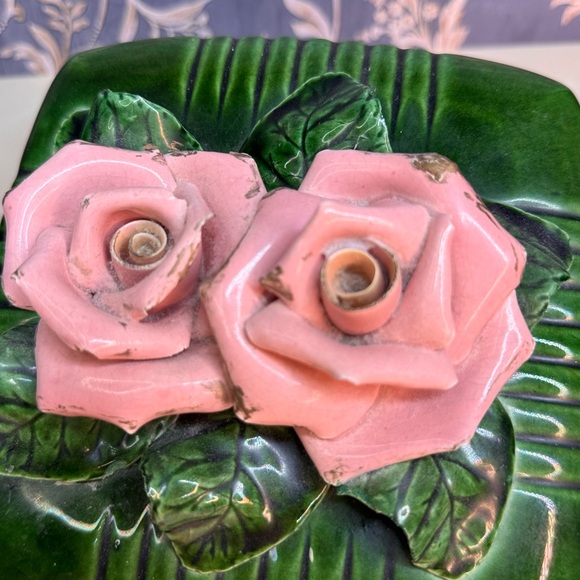 Vintage Valley Vista 153 California USA Pottery Rose Square Trinket Box with Lid - Picture 3 of 13